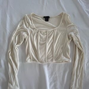 Cream Long Sleeve crop Top